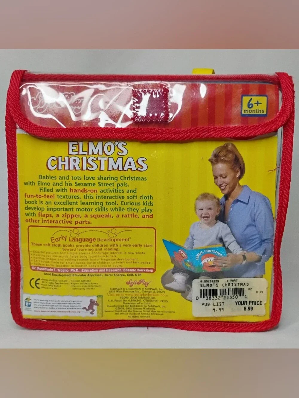 Vintage 2000 Soft Play Sesame Street Elmo's Christmas Interactive Cloth Book Y2K